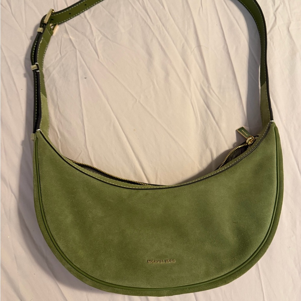 Michael Kors Olive Green Shoulder Bag (Crescent)